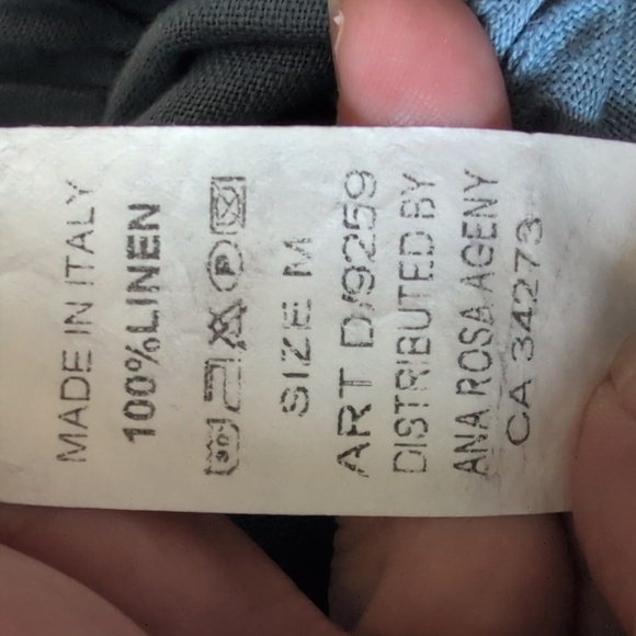 BOHO Me & Gee Linen Blue Floral Wide-Leg Pants with Pockets SZ M Made in Italy - Picture 13 of 16